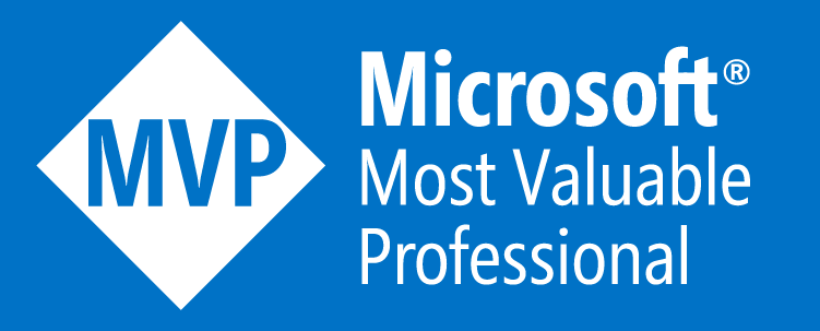 The Microsoft MVP banner: the letters MVP in a white diamond on a blue field, with the words Microsoft Most Valuable Professional set beside it in white.
