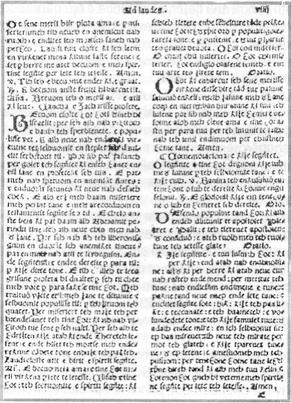 A page of an early printed book in Albanian, set in dense sixteenth-century type with a large decorated initial capital.