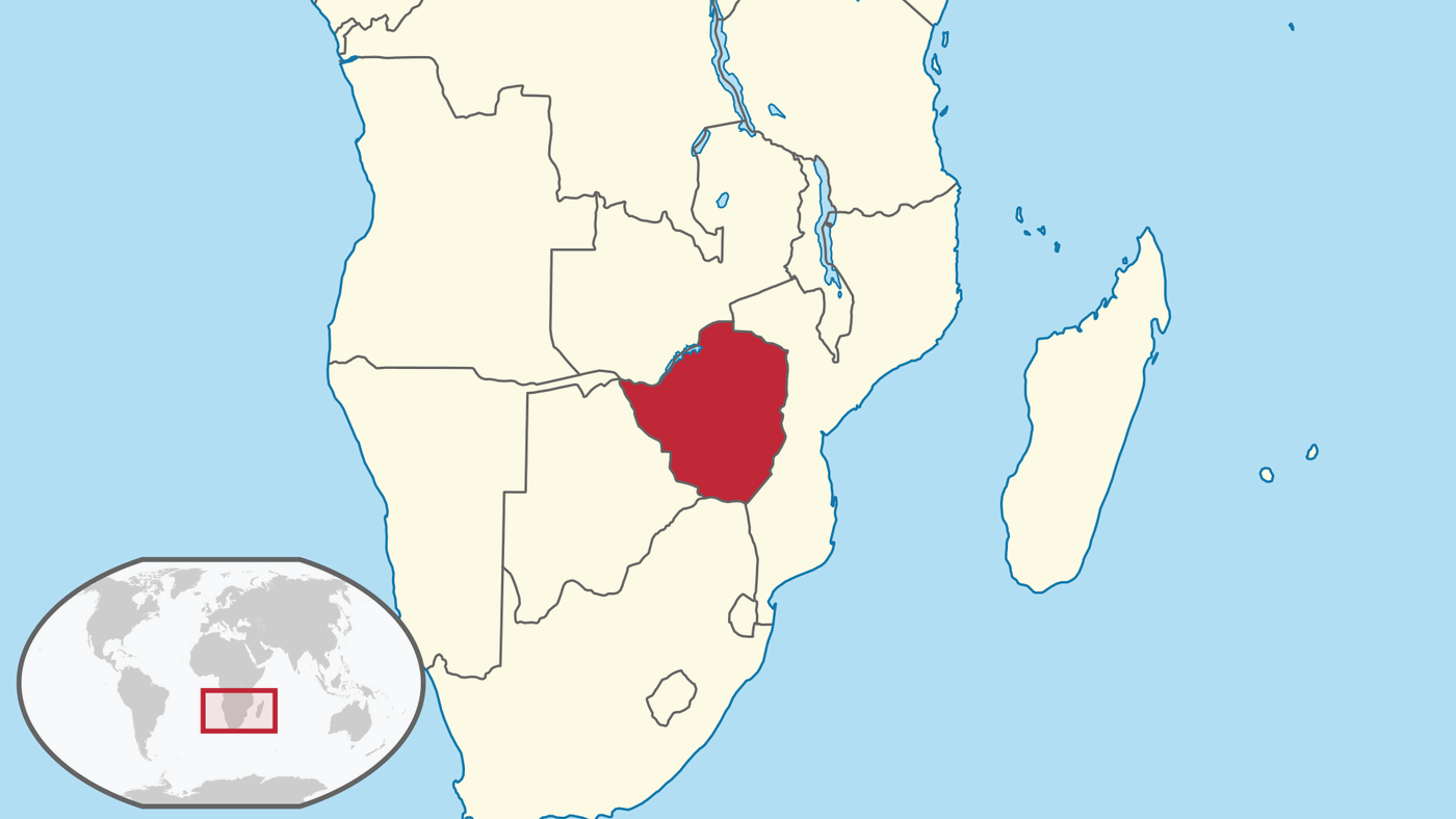 Map highlighting the location of Zimbabwe in southern Africa.